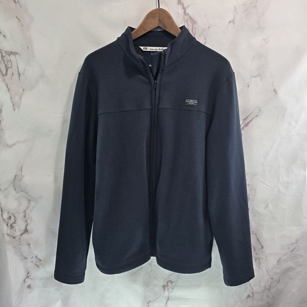 Travis Mathew Jacket Mens Medium Black Fleece Lined Full Zip Sweatshirt Koozie